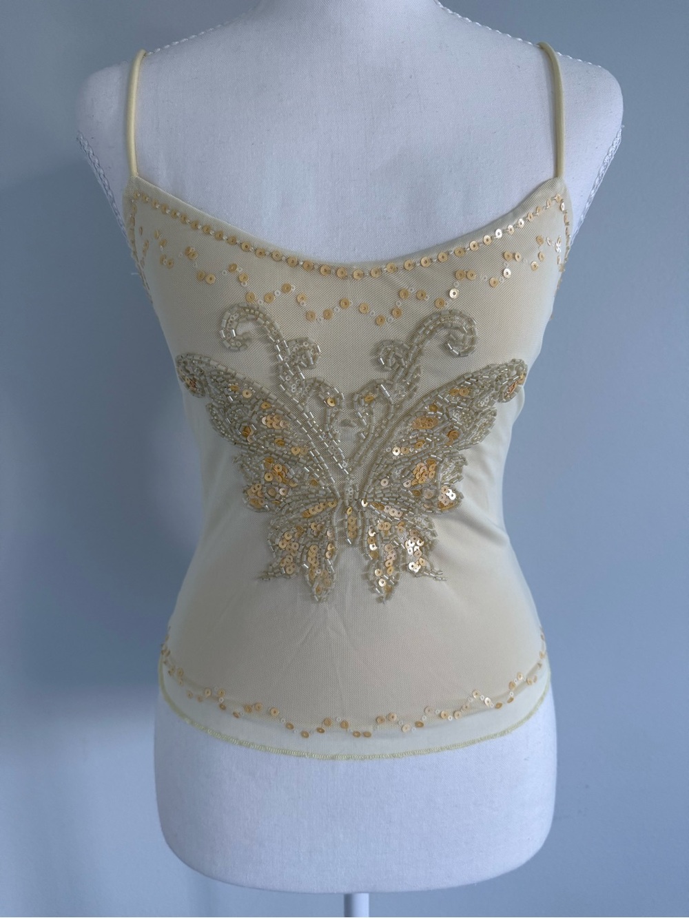 Edikted Barbie Bead & Sequin Mesh top, light yellow, xs - Picture 2 of 8